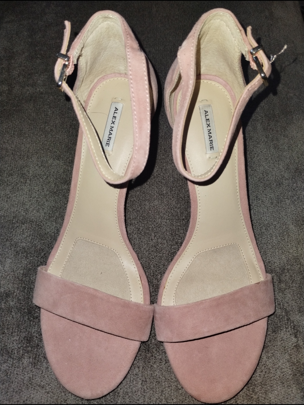 Alex Marie Blush Pink Suede Ankle-Strap Heels
